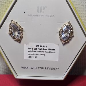 Gold Plated Earrings with Diamond Cubic Zirconia